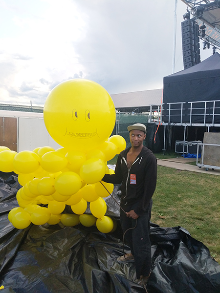 An octopus made out of balloons